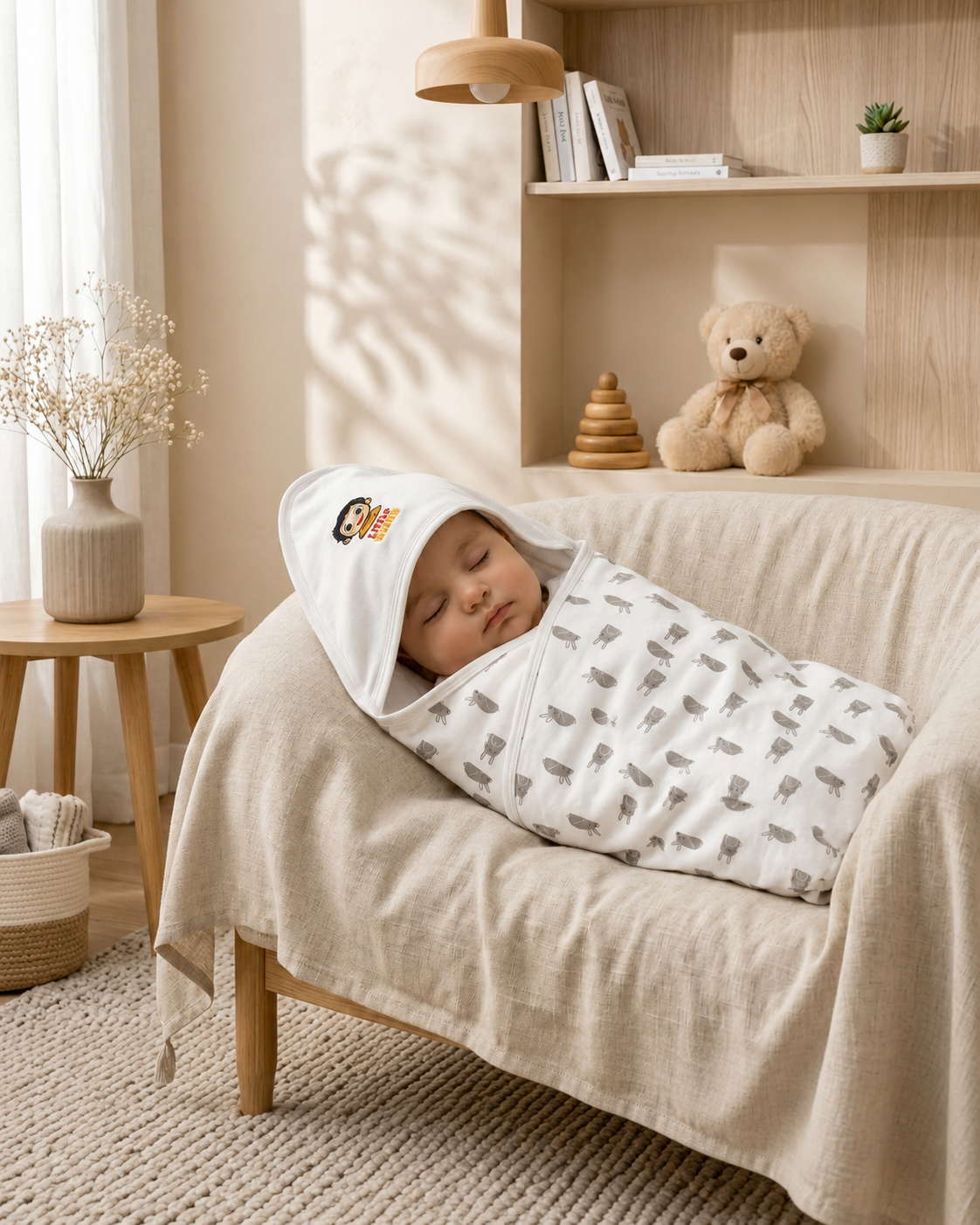 Baby Blanket - White Rabit Print