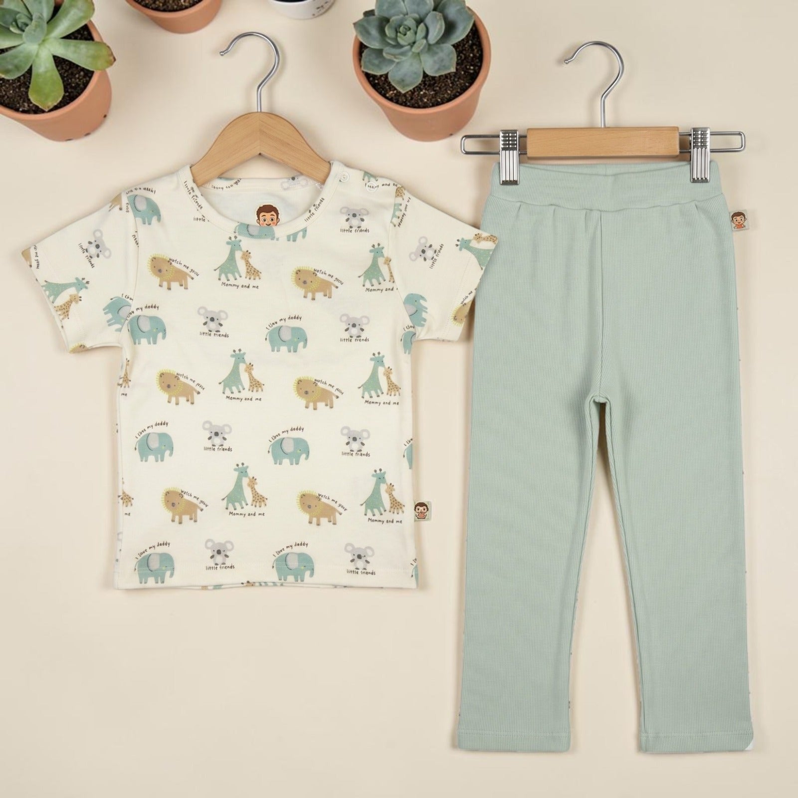 Animal Print Pyjama Set - Mint Green