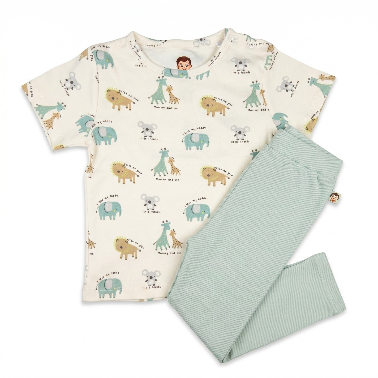 Animal Print Pyjama Set - Mint Green