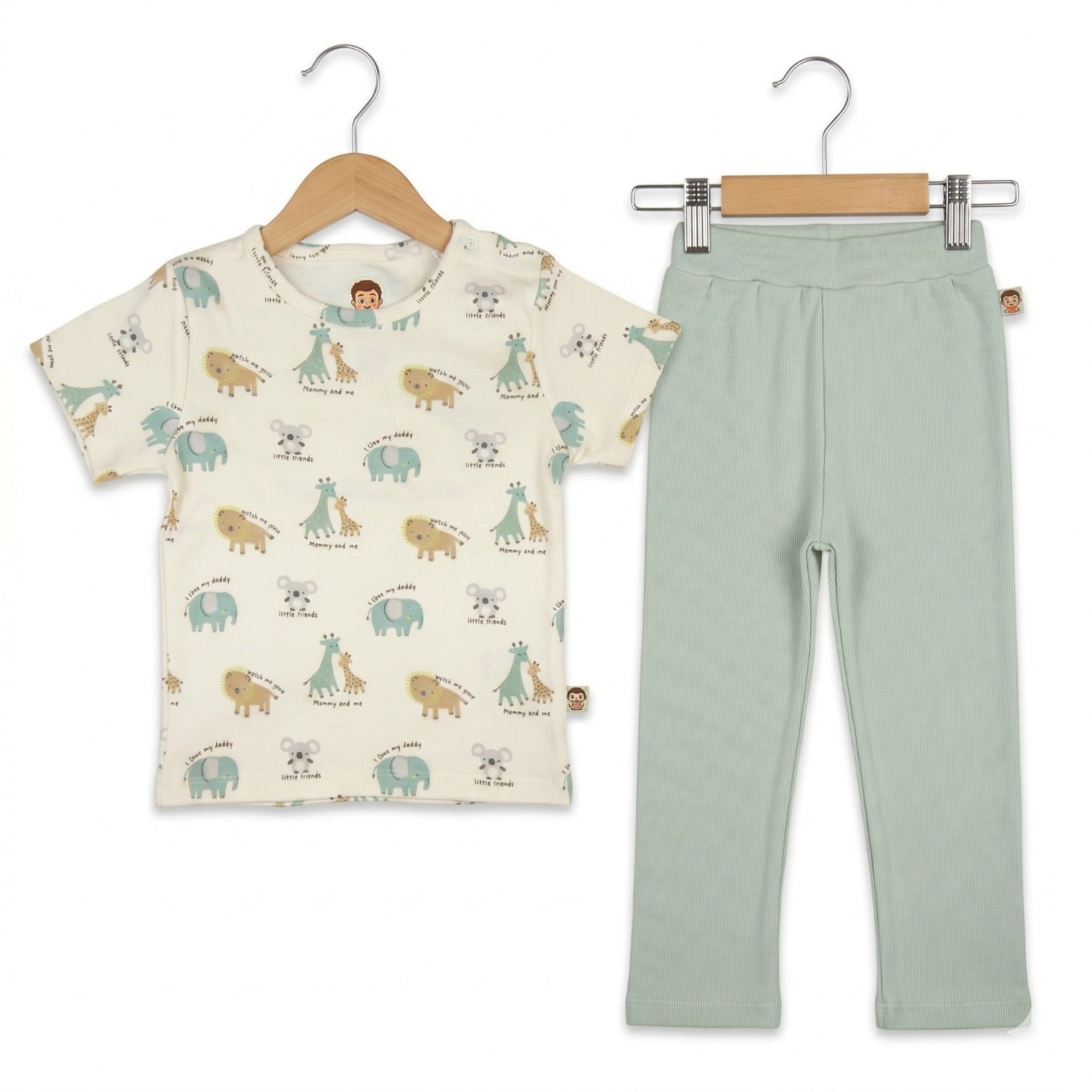 Animal Print Pyjama Set - Mint Green